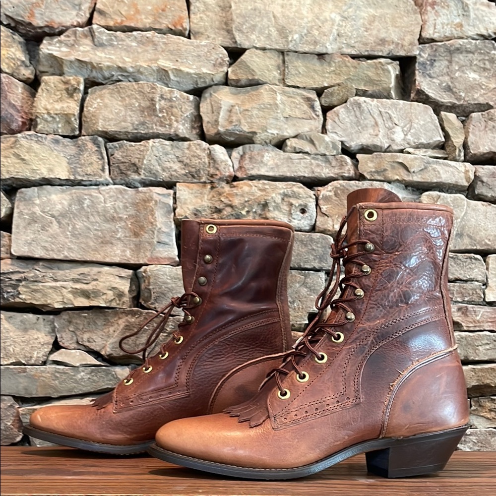 Wrangler Ladies Rugged Wear Distressed Leather Packer Boots - Picture 3 of 6